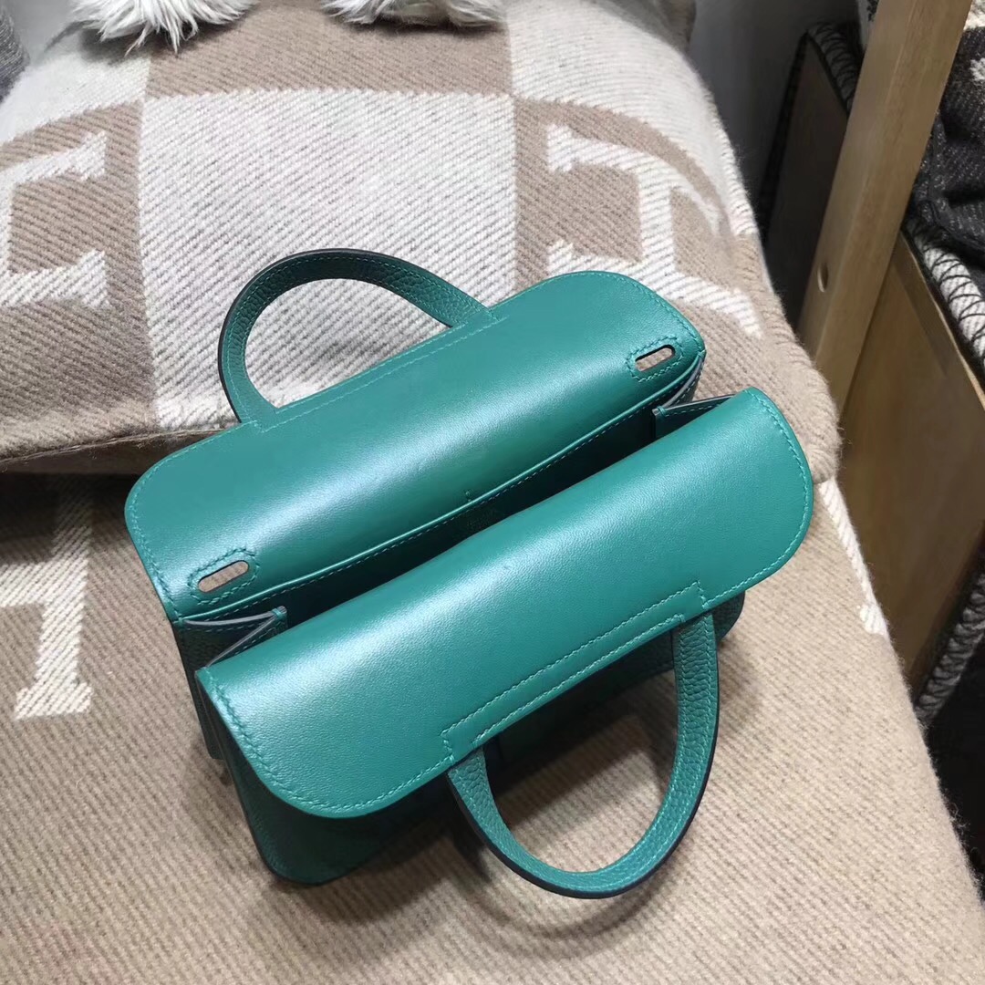 Hermes 迷妳包 Halzan mini bag togo 荔枝紋Z6 Malachite 孔雀綠