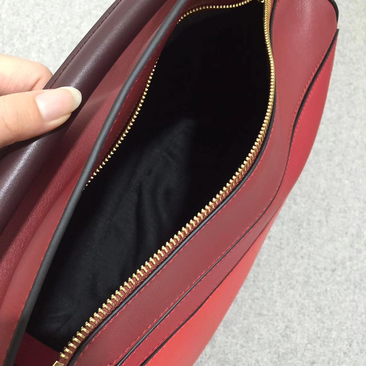 loewe羅意威西班牙小牛皮 Puzzle Bag 中號 Red Multitone 暗紅色