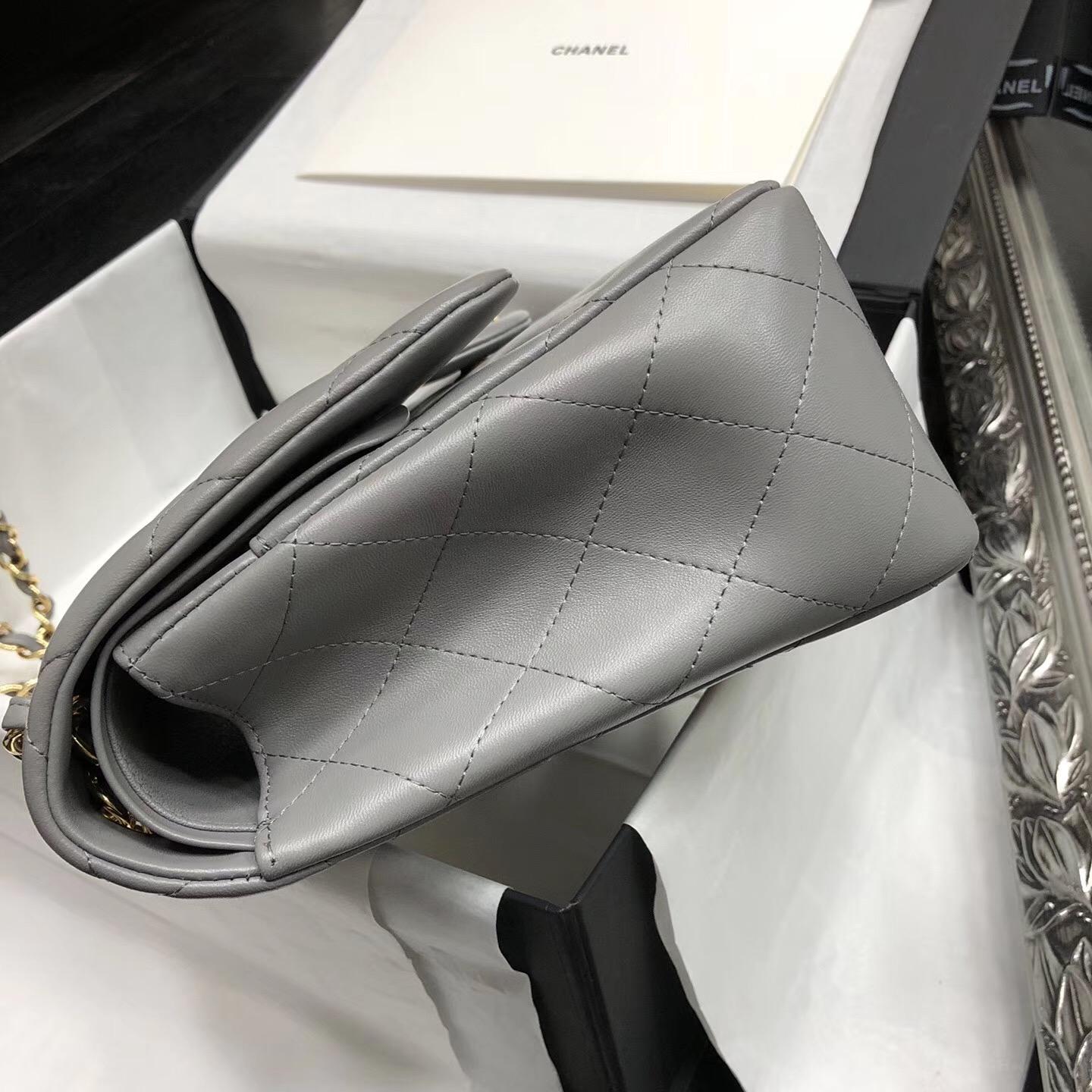 Chane. Classic Flap Bag A58600 大號經典口蓋包 灰色小羊皮