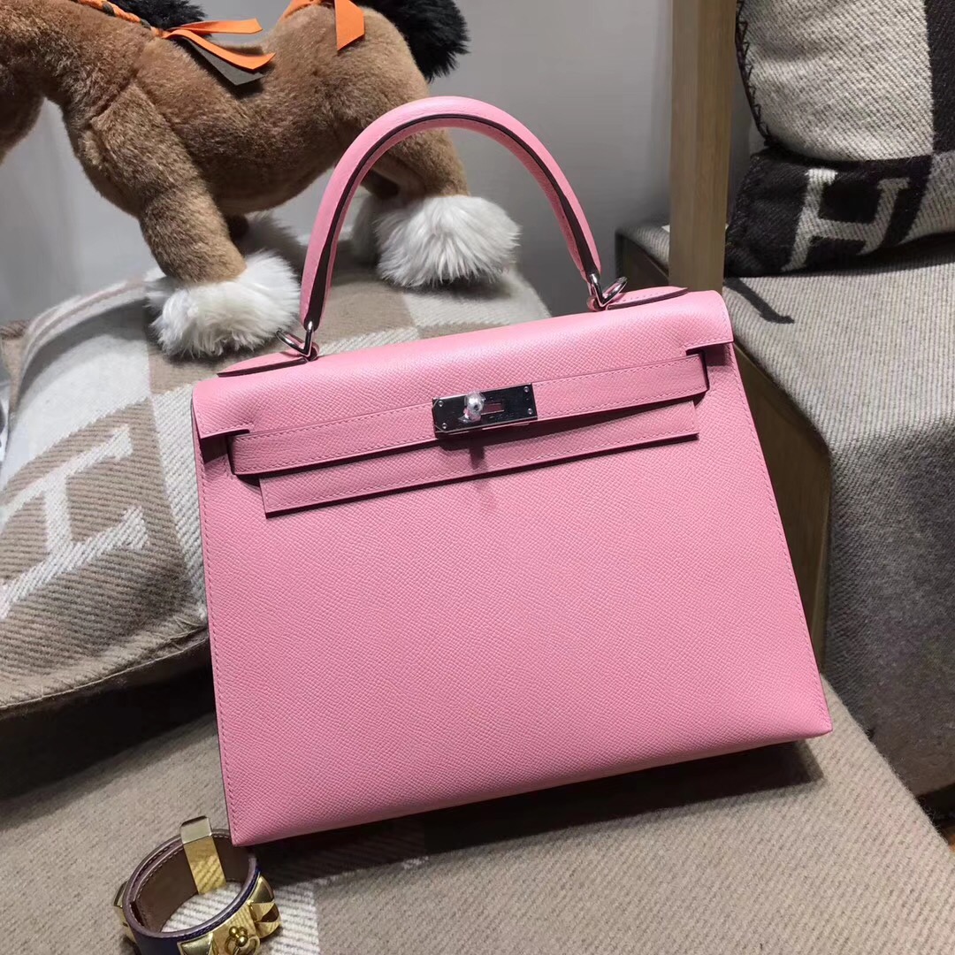 Hermes Kelly 28cm Epsom 1Q Rose Confetti奶昔粉外縫