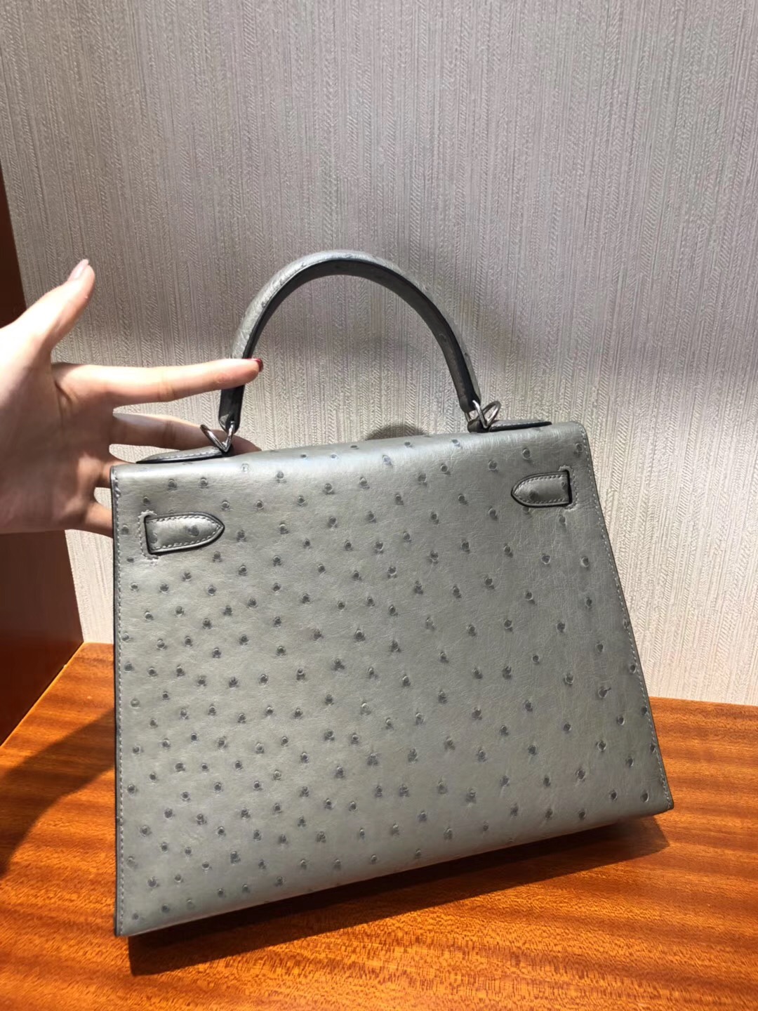 愛馬仕kelly包包價格Hermes Kelly bag 28 8F錫器灰 南非KK鴕鳥皮Ostrich