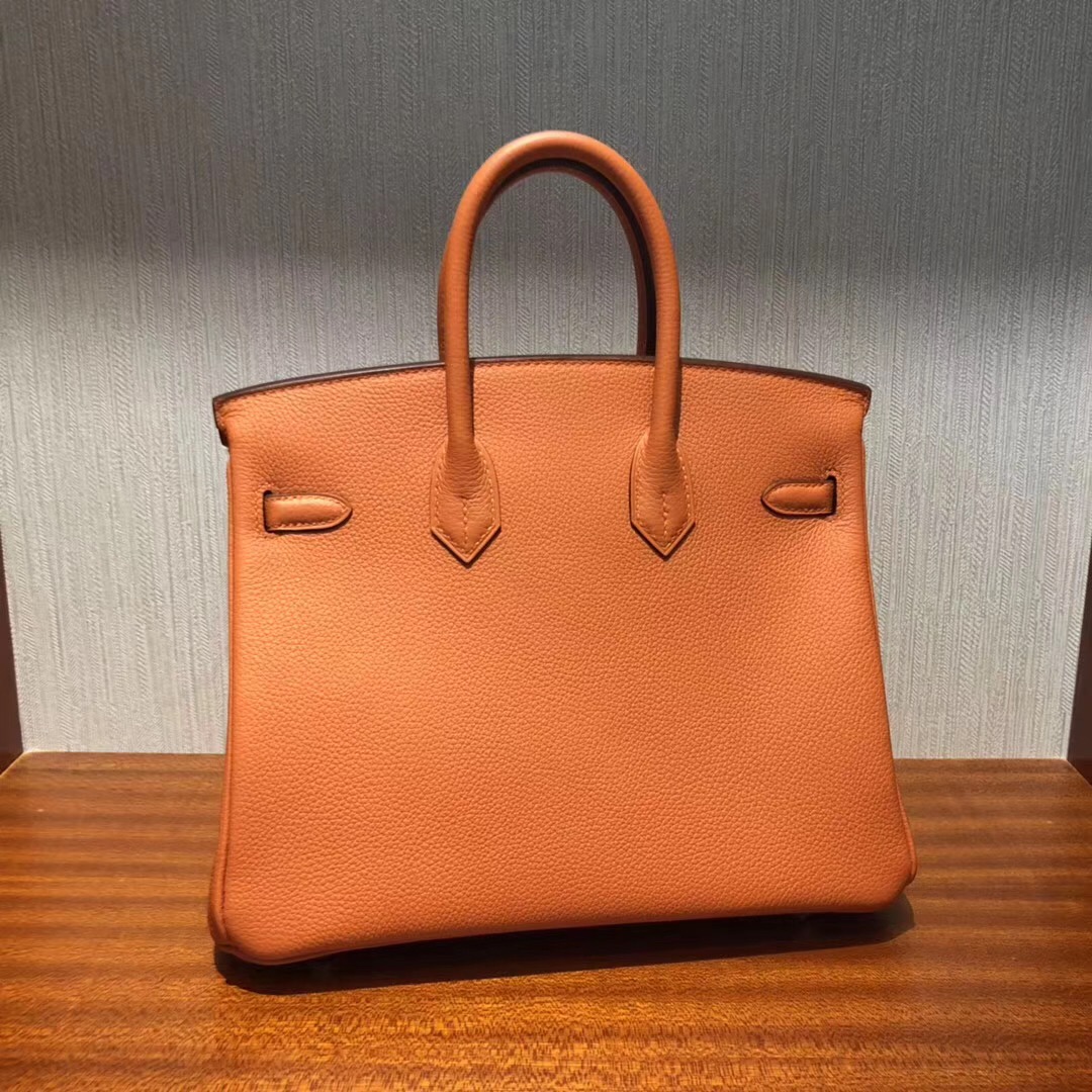 新加坡愛馬仕官網 Singapore HERMES Birkin 25 Bag CK93橙色 Togo皮