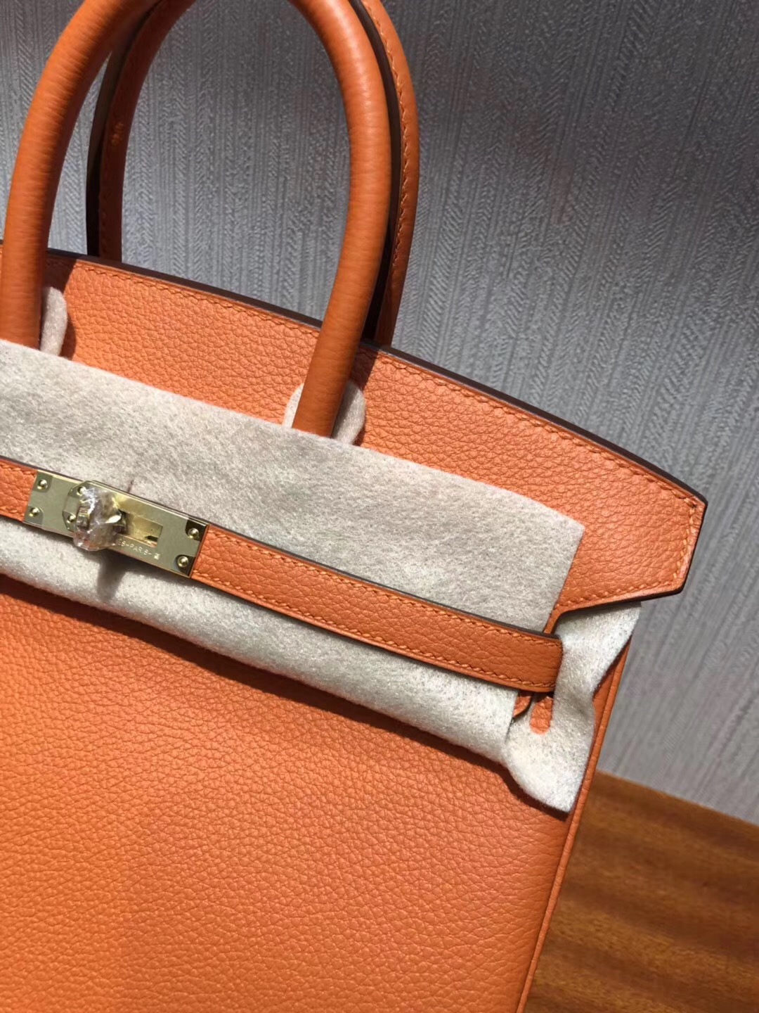 新加坡愛馬仕官網 Singapore HERMES Birkin 25 Bag CK93橙色 Togo皮