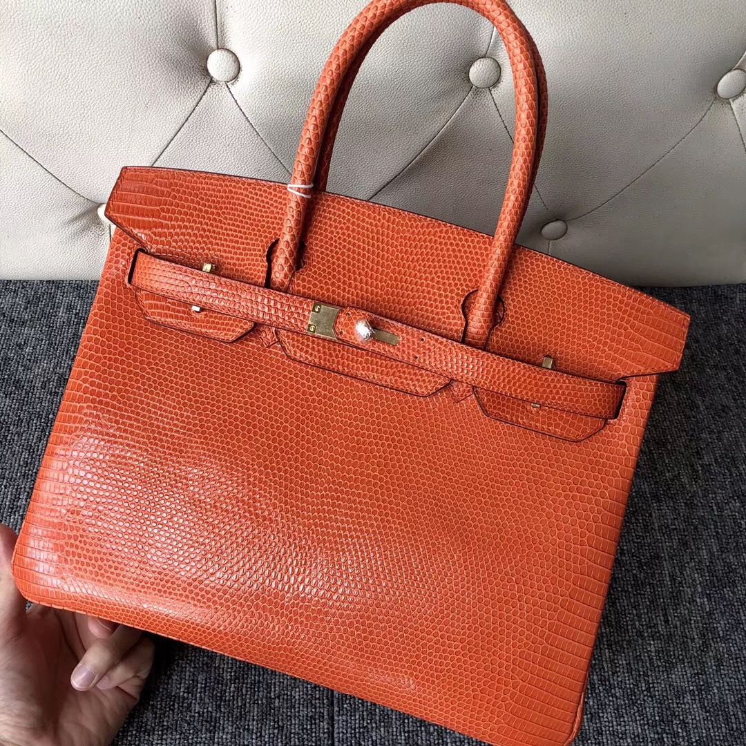 新澤西州愛馬仕鉑金包 New jersey USA Hermes Birkin 30cm CK93 Orange Lizard