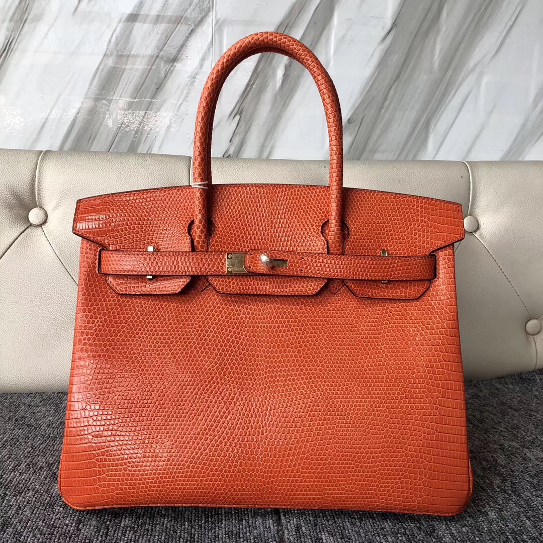 新澤西州愛馬仕鉑金包 New jersey USA Hermes Birkin 30cm CK93 Orange Lizard