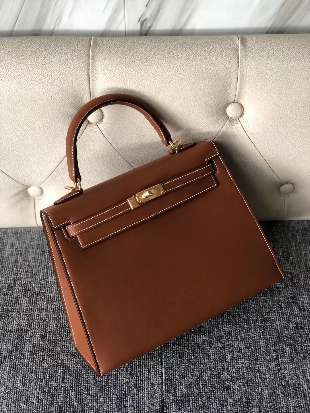 愛馬仕馬鞍皮怎麼樣 Hermes Kelly 25cm Barenia Natural 馬鞍皮 CK37金棕色