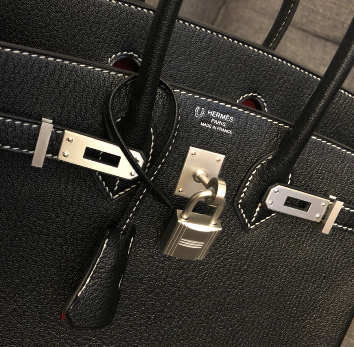 愛馬仕鉑金包 Hermes Birkin 25cm HSS 山羊皮 CK89黑色 內拼Q5國旗紅