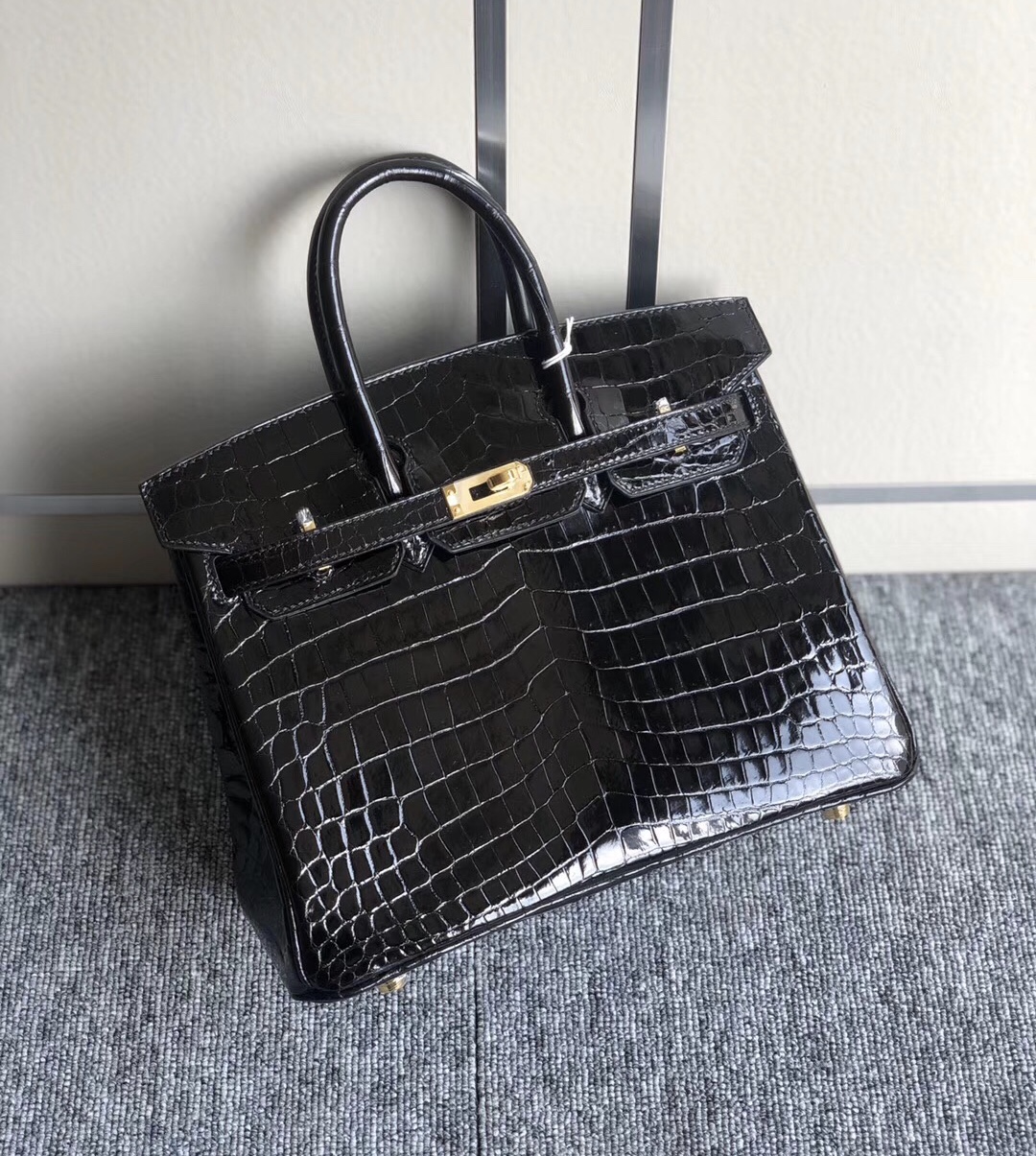 Hermes Birkin 25cm 亮面兩點 尼羅鱷魚 Shiny Nilo Crocodile CK89 Noir 黑色